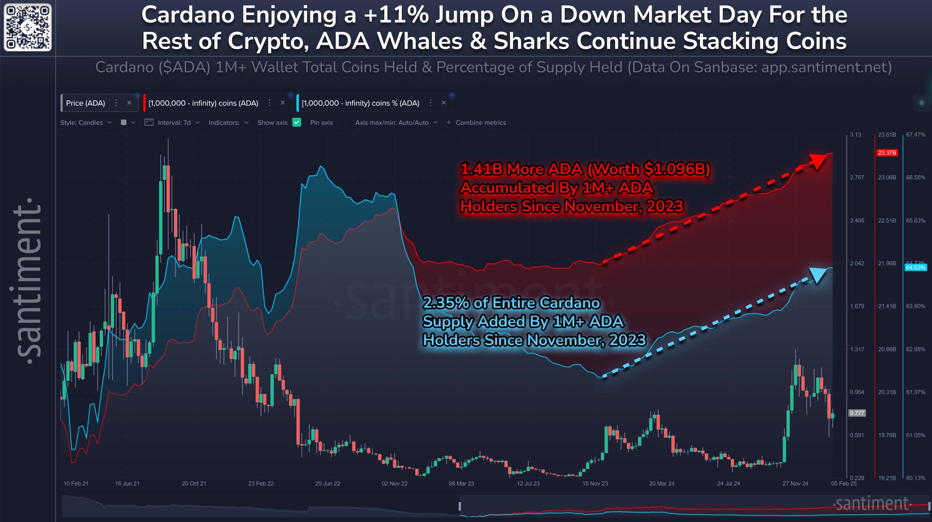 Cardano Whales Acquire 1.41 Billion Tokens, Triggering 107% Price Surge